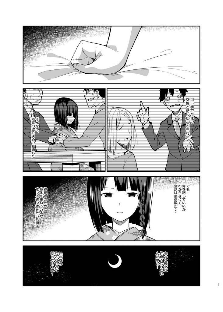 【エロ同人誌】口下手男と素っ気ないセックスを繰り返す無口な新妻…お互いを知らない色々を会話で探るセックスで本当の愛を知る【咳寝はじめ:無口で無表情な妻とベッドの上でお見合いをやり直す話】