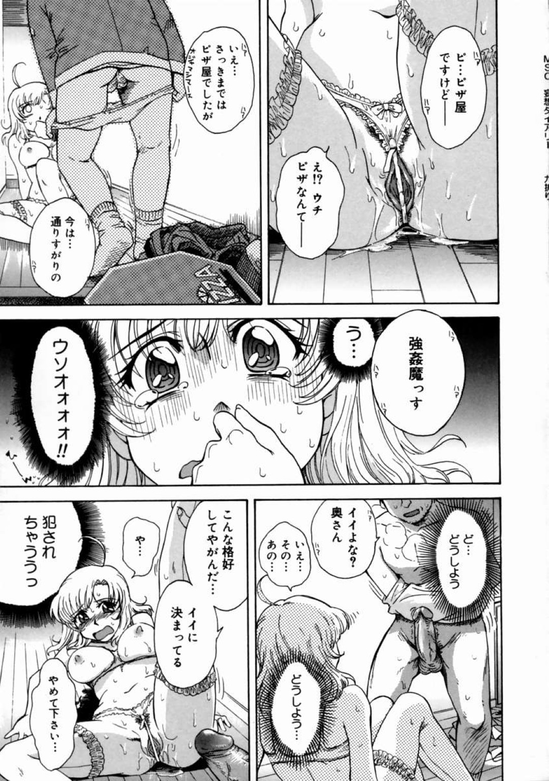 【エロ漫画】【エロ同人誌】中出ししてくれない夫に悩んでいた美人妻がピザ屋の男に強姦されて無理やり中出しされるとどハマりして快楽堕ちwww【月野定規：若奥様はモモイロ気分♡】